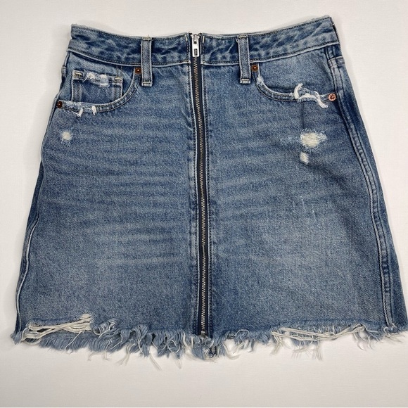 Vintage Abercrombie & Fitch Skirt Mini Denim Zoe Blue Distressed Boho Western 26 - Picture 1 of 12